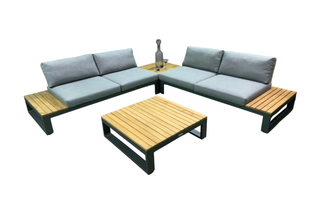 Ensemble Salon Virginia  Wood-Alu Charc Mat 4 places