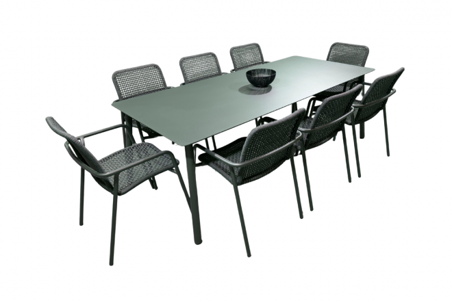 Ensemble Repas Durham 220x100 Charcoal 8 places