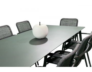 Ensemble Repas Durham 220x100 Charcoal 8 places