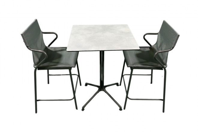 Ensemble Repas Horizon 69X69 Middle HPL Ciment 2 places