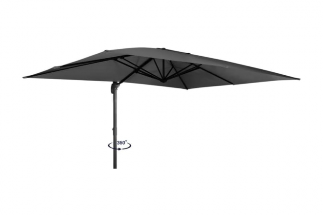 Parasol Alu Déporté rectangle 3X4 Nova Sun Carbon + Pied Granit