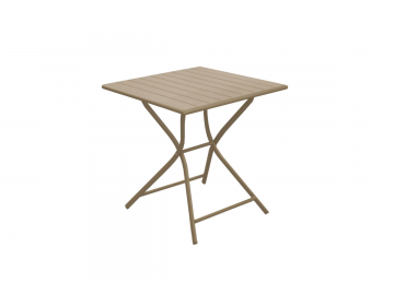 Ensemble Guéridon Globe Pliant 70x70 alu/lattes - Sand/Elegance 2 places