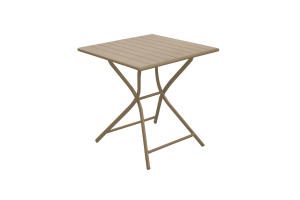 Ensemble Guéridon Globe Pliant 70x70 alu/lattes - Sand/Elegance 2 places
