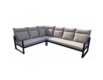 Ensemble Salon D'Angle Marseille ALu/Coussin Graphite/Beige 6 places