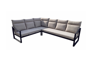 Ensemble Salon D'Angle Marseille ALu/Coussin Graphite/Beige 6 places
