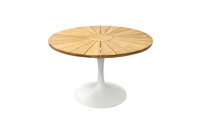 Ensemble Repas Soleil D120CM Inox/Teck Blanc/Teck/Aroha 4 places