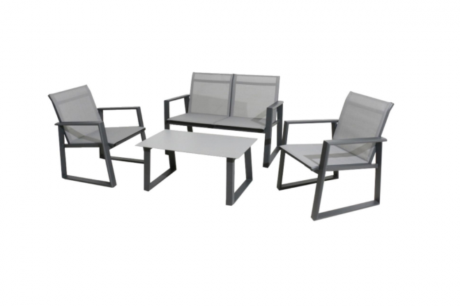 Ensemble Salon Alice Alu/TPEP- Graphite/Perle 4 places