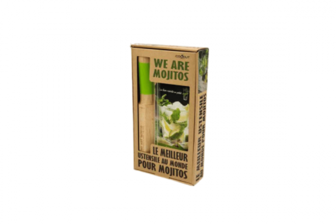 Coffret Cadeau Ustensile Mojito, Pailles et Livre