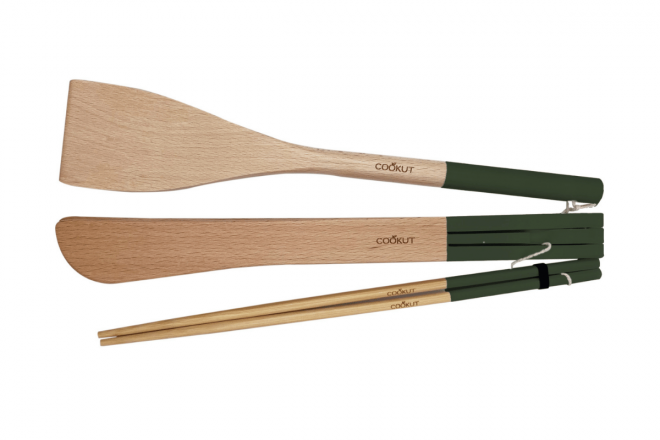 Ustensiles Bois Baguette/Spatule/Pince - Fougere