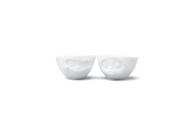 Set de deux Bols Moyens "Bisou et Malin" Blanc 200ml