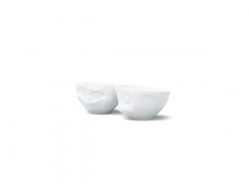 Set de deux Bols Moyens "Bisou et Malin" Blanc 200ml