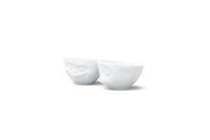 Set de deux Bols Moyens "Bisou et Malin" Blanc 200ml