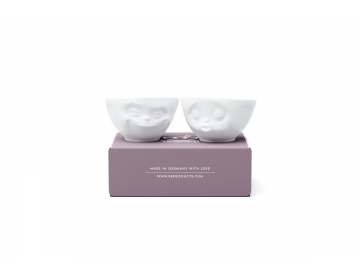 Set de deux Bols Moyens "Bisou et Malin" Blanc 200ml