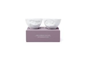 Set de deux Bols Moyens "Bisou et Malin" Blanc 200ml