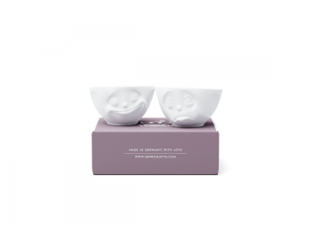 Set de deux Bols Moyens "S'Te Plait et Heureux" Blanc 200ml