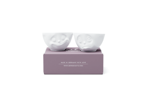 Set de deux Bols Moyens "S'Te Plait et Heureux" Blanc 200ml