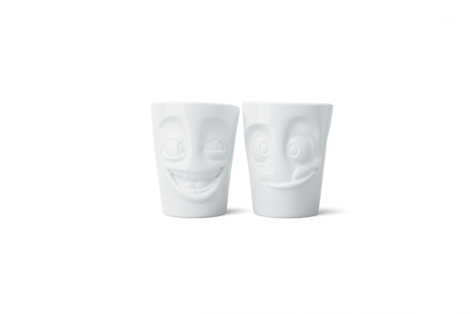Set de 2 Mugs "Gourmand" et "Rieur" Sans anse 350ml