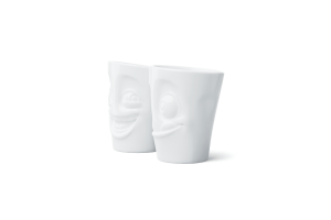 Set de 2 Mugs "Gourmand" et "Rieur" Sans anse 350ml