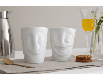 Set de 2 Mugs "Gourmand" et "Rieur" Sans anse 350ml