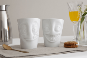 Set de 2 Mugs "Gourmand" et "Rieur" Sans anse 350ml