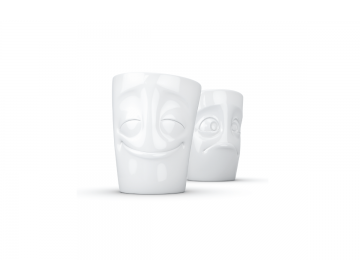 Set de 2 Mugs "Joyeux" et "Perplexe" Sans anse 350ml