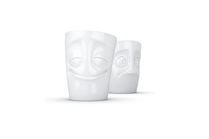 Set de 2 Mugs "Joyeux" et "Perplexe" Sans anse 350ml