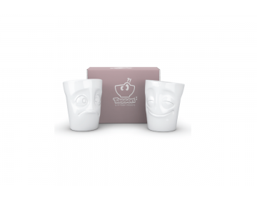 Set de 2 Mugs "Joyeux" et "Perplexe" Sans anse 350ml