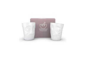 Set de 2 Mugs "Joyeux" et "Perplexe" Sans anse 350ml