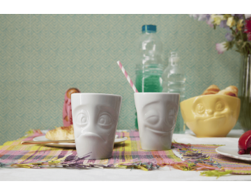 Set de 2 Mugs "Joyeux" et "Perplexe" Sans anse 350ml