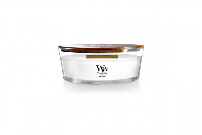 White Teak Ellipse Candle