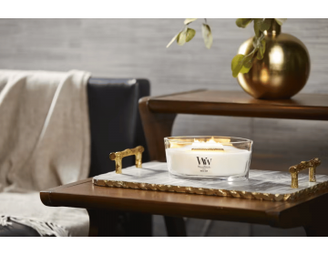 White Teak Ellipse Candle