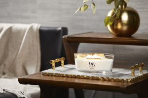 White Teak Ellipse Candle