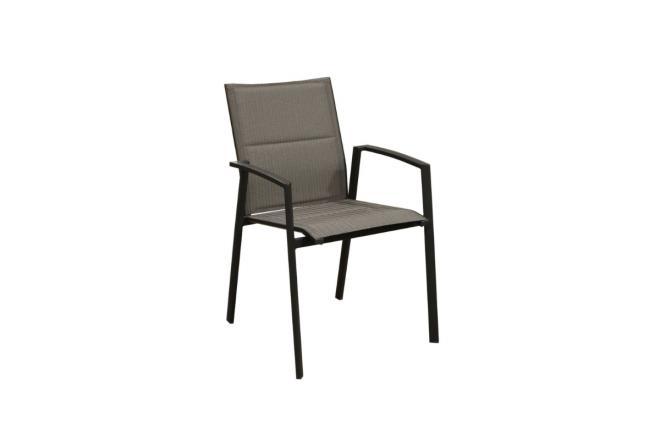 Chaise Palma  - Alu/Tpep Padded- Graphite/Chevron Noir