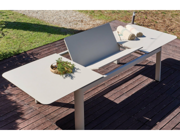 Ensemble Repas Darius 230/350x120CM - Alu - Crême/ Palma 8 places