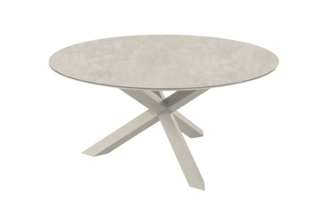 Ensemble Repas Rotonda D150 CM - Alu/Céramique- Crême/Palma 6 places