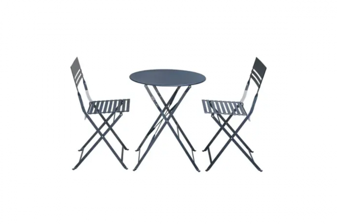 Salon de jardin balcon acier pliant 2 personnes anthracite Faro ECLOZ