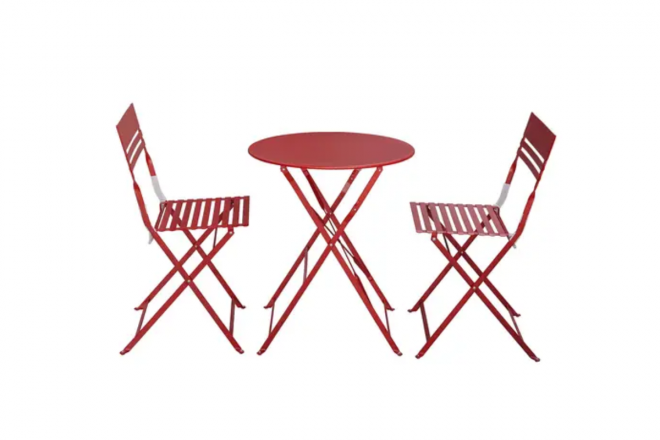 Salon de jardin balcon acier pliant 2 personnes cerise Faro ECLOZ