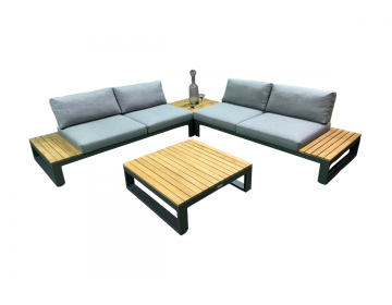 Ensemble Salon Virginia  Wood-Alu Charc Mat 4 places